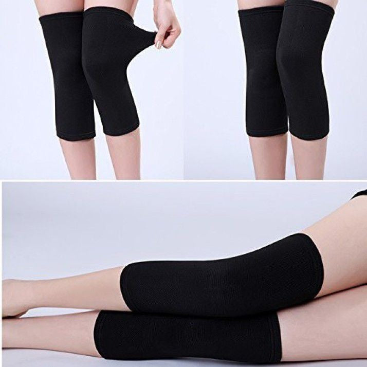 Unisex Wool Knee Length Leg Warmers Plain Black