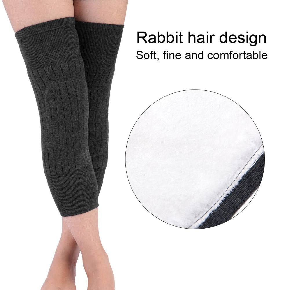 Unisex Wool Knee Length Leg Warmers Plain Black