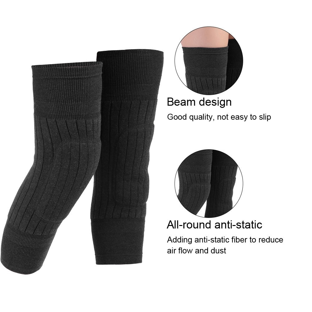 Unisex Wool Knee Length Leg Warmers Plain Black
